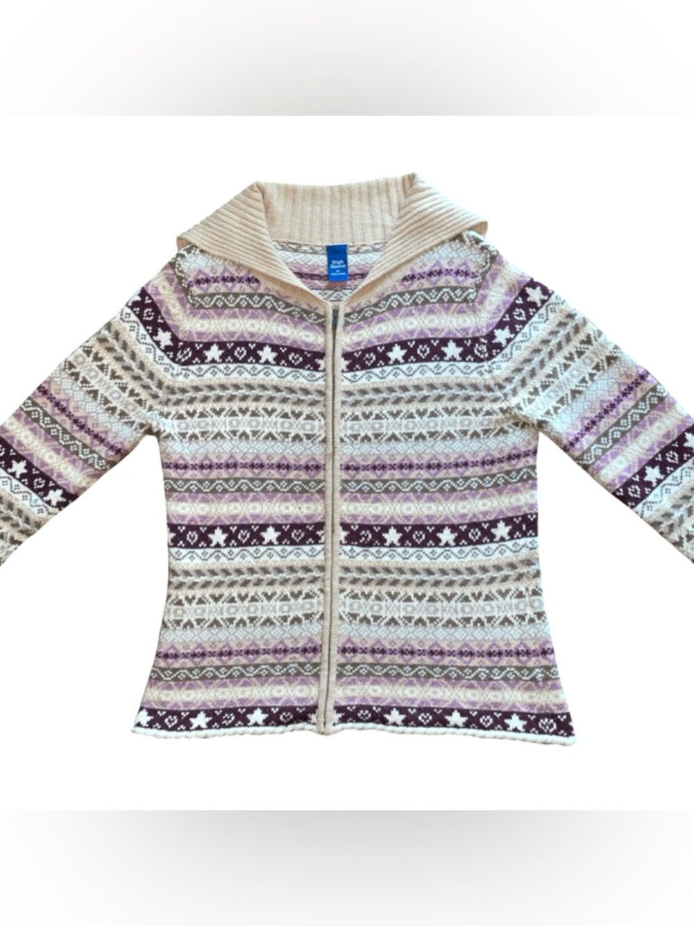 VTG High Sierra Sz XL Wool Rabbit Hair Dopamine Fair Isle Knit Cardigan Cottage